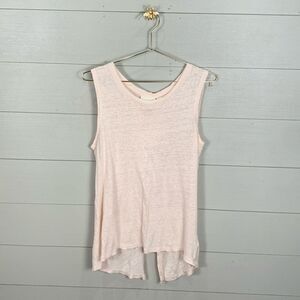 Cynthia Rowley light baby pink 100% linen sleeveless teeshirt with back bow